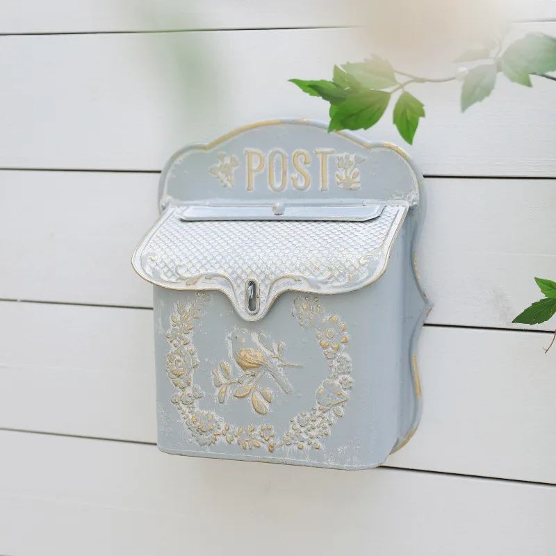 European Wall-mounted Mailbox Old Wrought Iron Outdoor Garden Decoration Mailbox Rainproof  Waterproof Delivery Box Home Decor