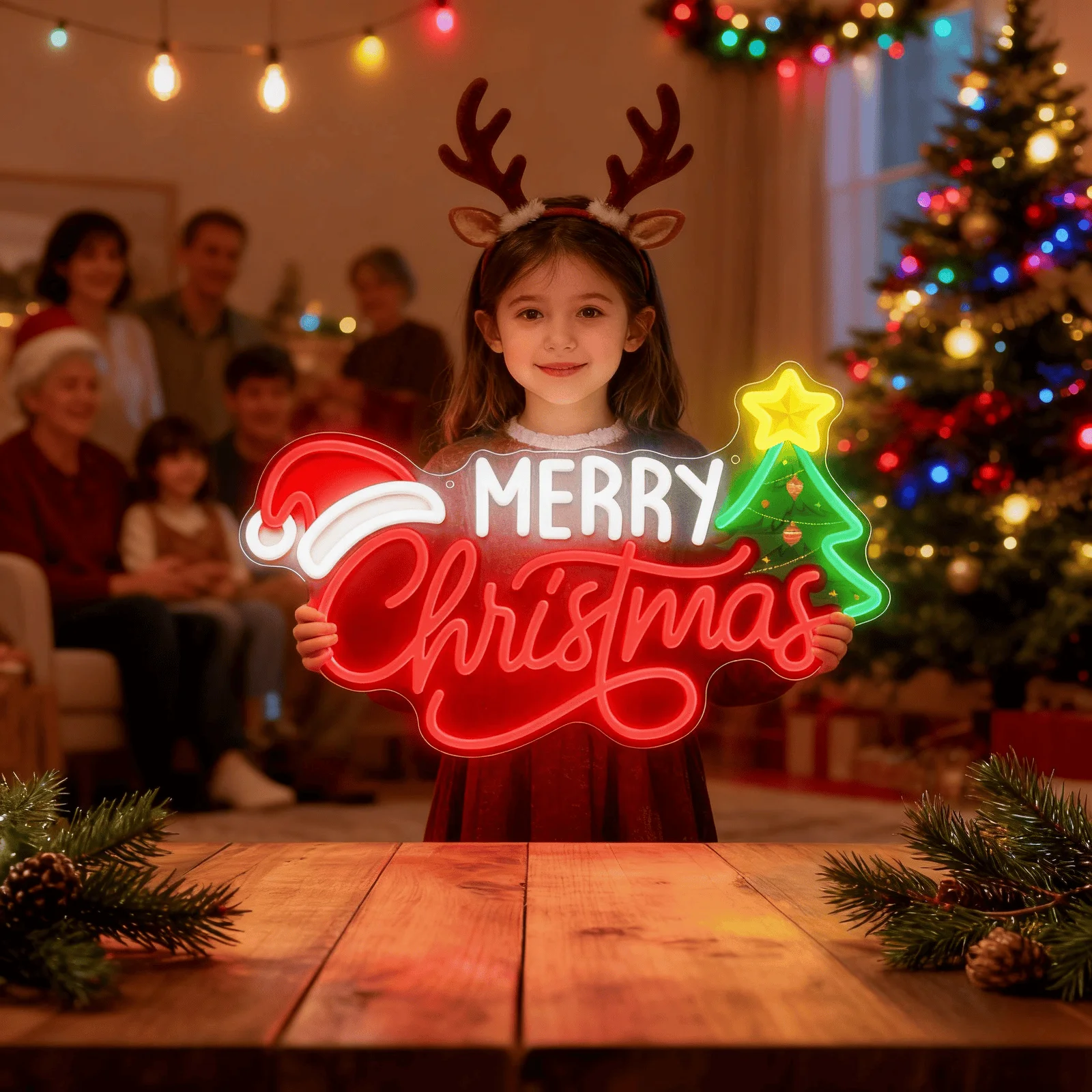 

Merry Christmas Neon Sign for Wall Decor, Christmas Tree Neon Signs Vibrant LED Neon Light up Sign for Party Decor USB Powered