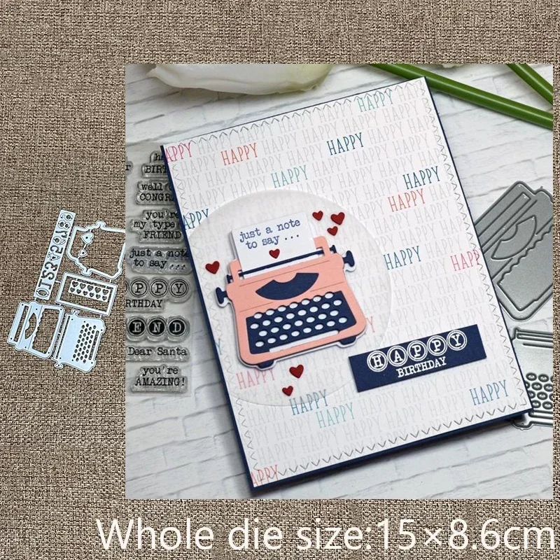 

Металлические трафареты XLDesign для вырезания, декоративные вырубные формы в виде пишущей машинки, для скрапбукинга, альбомов, открыток, тиснения