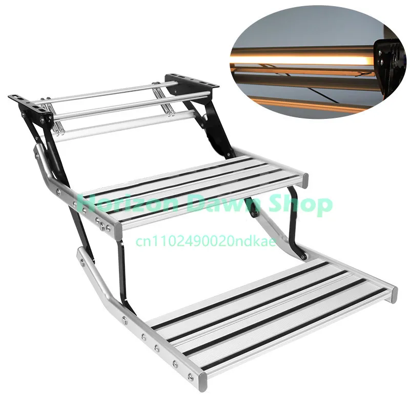 Model C RV Single-Tier Manual Step Non-Slip Aluminum Alloy Step with Manual Retractable RV Stair