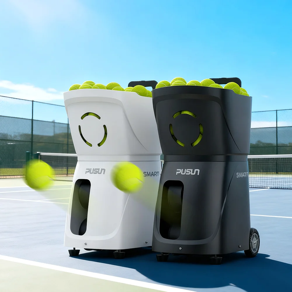 PT-SMART PRI Tennis Ball Machine APP Control Padel Launcher 100 Balls Portable Tennis Ball Shooting Robot For Court Training