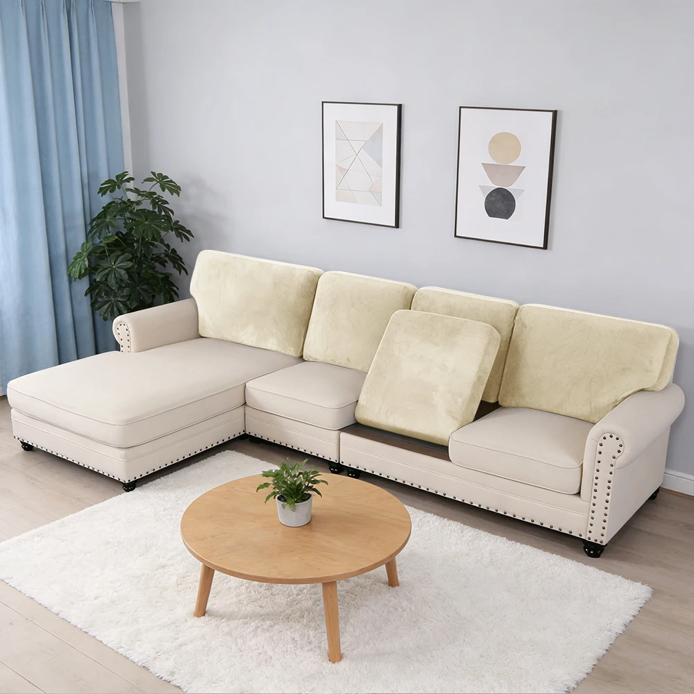 1PC Super Soft Velvet Sofa Cover for Living Room Stretch Sofa Slipcover Home Decor Anti-Dirty Couch Cover Chaise L-shaped Case