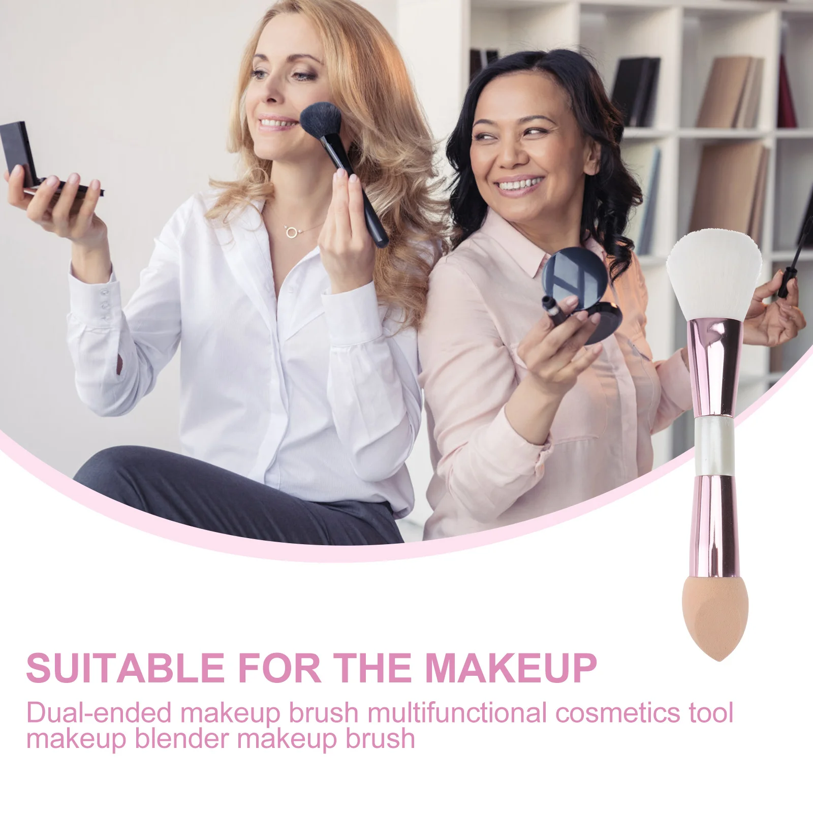 2-delige cosmeticaborstelset met twee uiteinden Premium multifunctionele make-uptoepassingstool voor Highlighter Shadow Foundation Compact