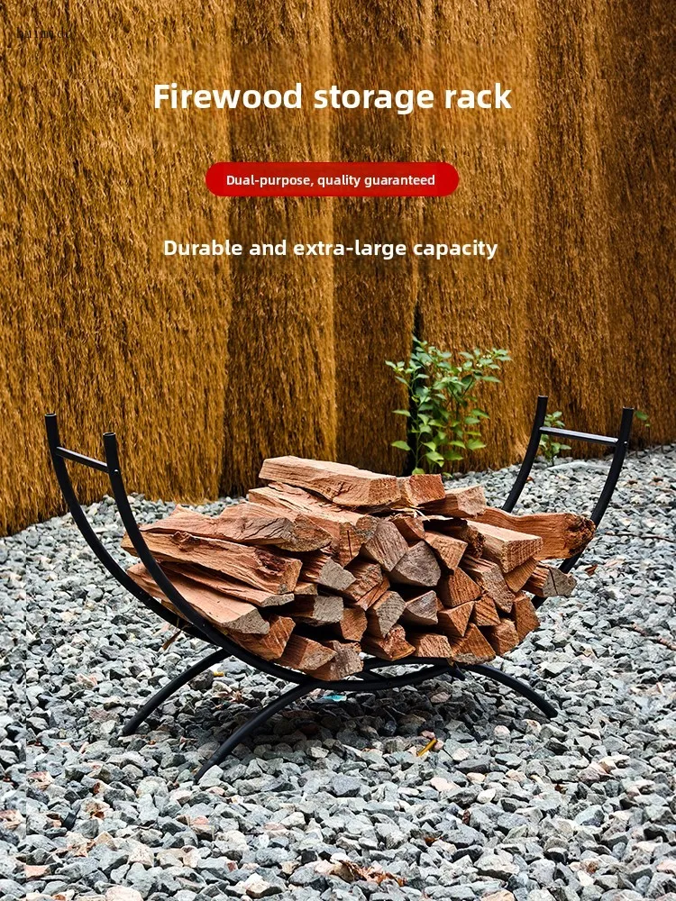 Storage Timber Stacking Moisture-proof Fireplace Accessories Wrought Iron Wood Shelf Fireplace Shelf