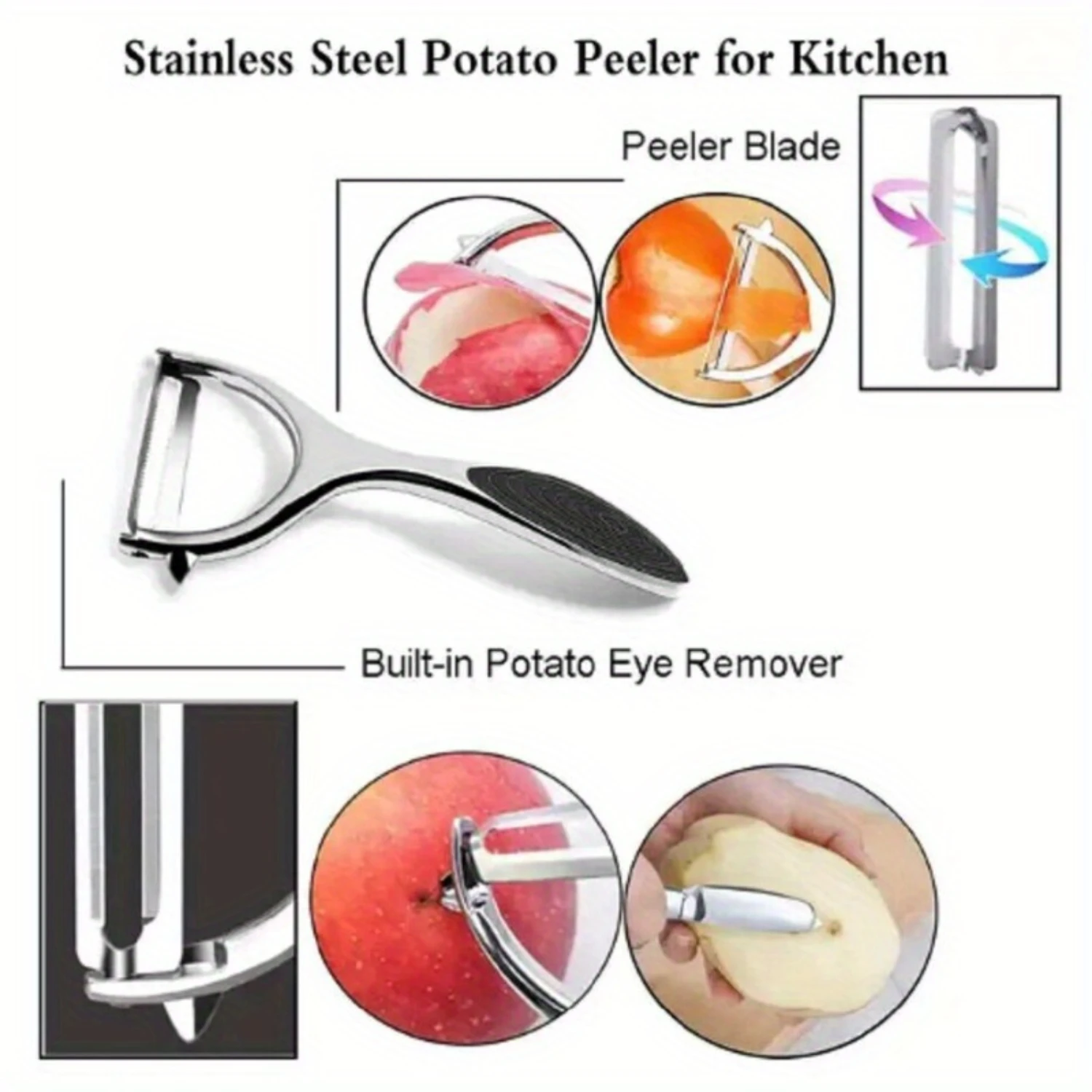 4-In-1 Stainless Steel Peeler Set For Fruits & Vegetables - Non-Slip, Multi-Use Kitchen Tool