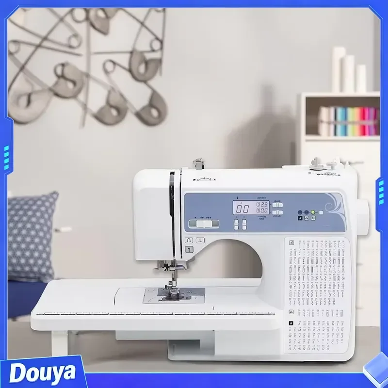 Sewing and Quilting Machine Computerized 165 Built in Stitches LCD Display Wide Table with 8 Presser Feet White