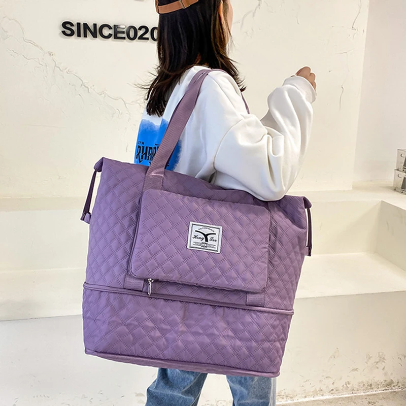 Geestock-bolsas de viaje plegables para mujer, bolso de mano, bolsas de lona de viaje impermeables, bolsa de almacenamiento Lingge de gran capacidad para gimnasio y Yoga