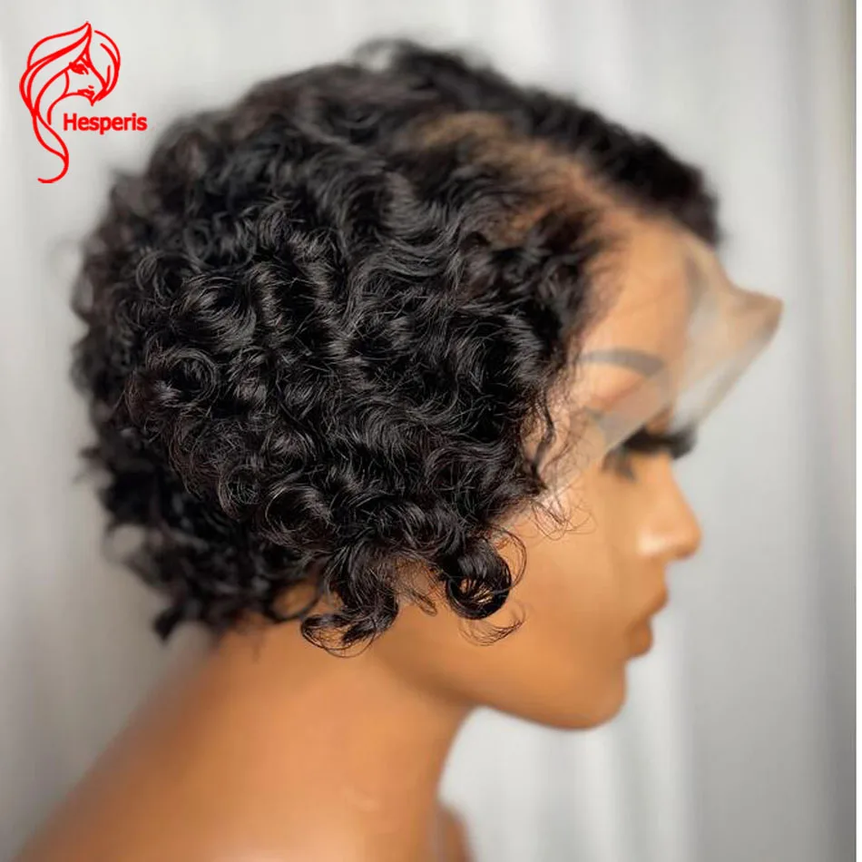 Hesperis Curly Bob Lace Front Wigs 13x6 Transparent Lace Front Human Hair Wigs Pre Plucked Curly Pixie Cut Wigs For Women