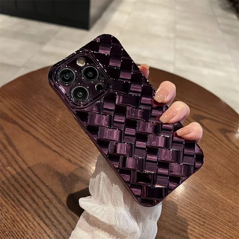 Advanced Woven Pattern Suitable for iPhone 15 Phone Case 14promax Three-dimensional Concave and Convex Feel 13 Protection Cover