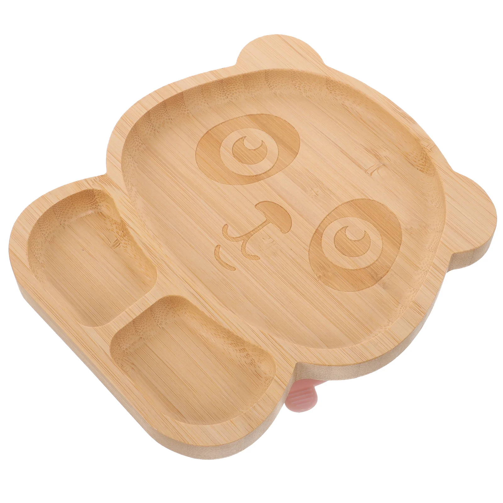 

Wooden Food Tray Panda Pattern Suction Divided Plate For Kids Non-Slip Lunch Dinner Kitchen Serving Platter Wood Plates