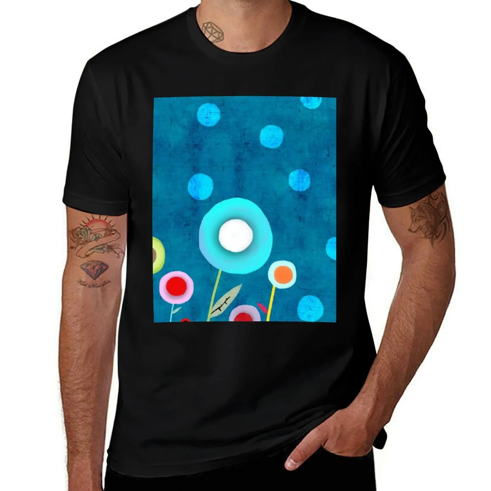 Turquoise Polka Dots T-Shirt t shirts for man slim fit T-Shirt