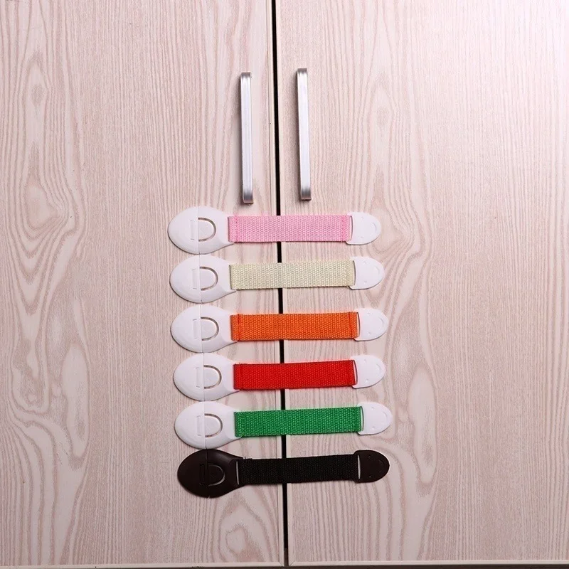 Cerraduras de seguridad multifuncionales con correas de colores, cerradura segura antiapertura para gabinete para niños, Clips de fijación para cerradura de puerta de mano con clip