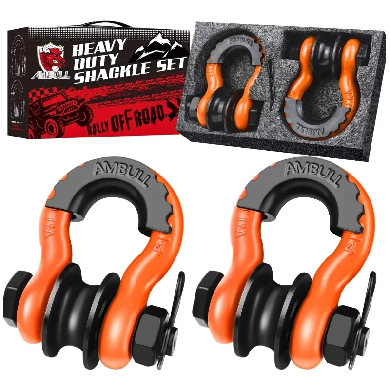 

2-Pack Heavy-Duty Snatch Block Pulley System with 3/4” D-Ring Shackles – 22,000 lb Break Strength for Off-Road Recovery, Towing & Winch Use with Trucks, Tractors, ATVs, UTVs and More