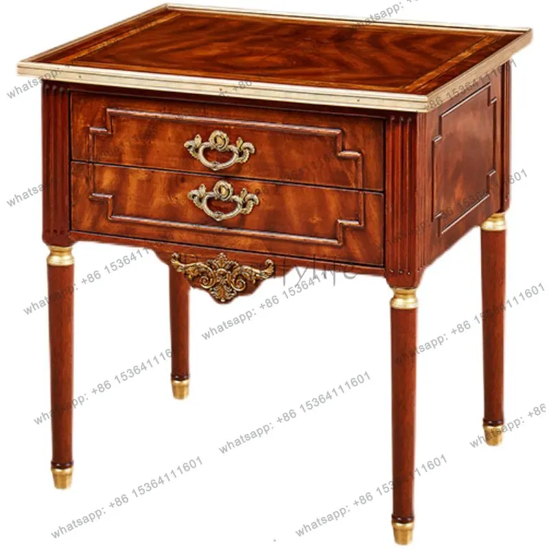 

English neo-classical corner table mahogany solid wood vintage sofa side table