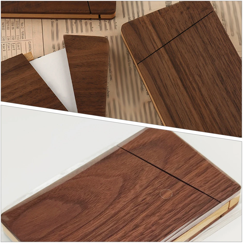 Wooden Business Card Holder Thin Walnut Design Case for Men Office Accessories Gifts Card ganizer Black Color Portable Slim