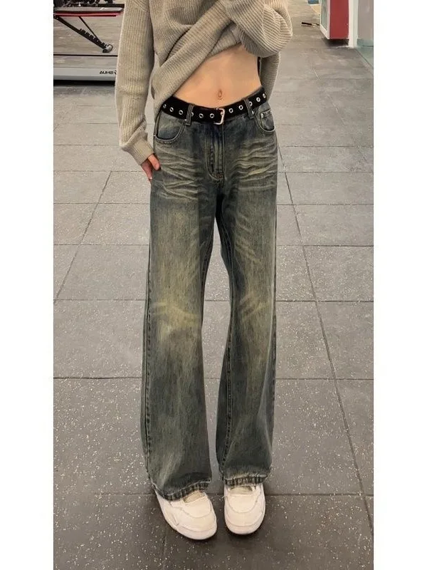 

American High Street Men's Jeans Spring New Style Vintage Straight Leg Pants Cleanfit Trendy Wide Leg Long Trousers