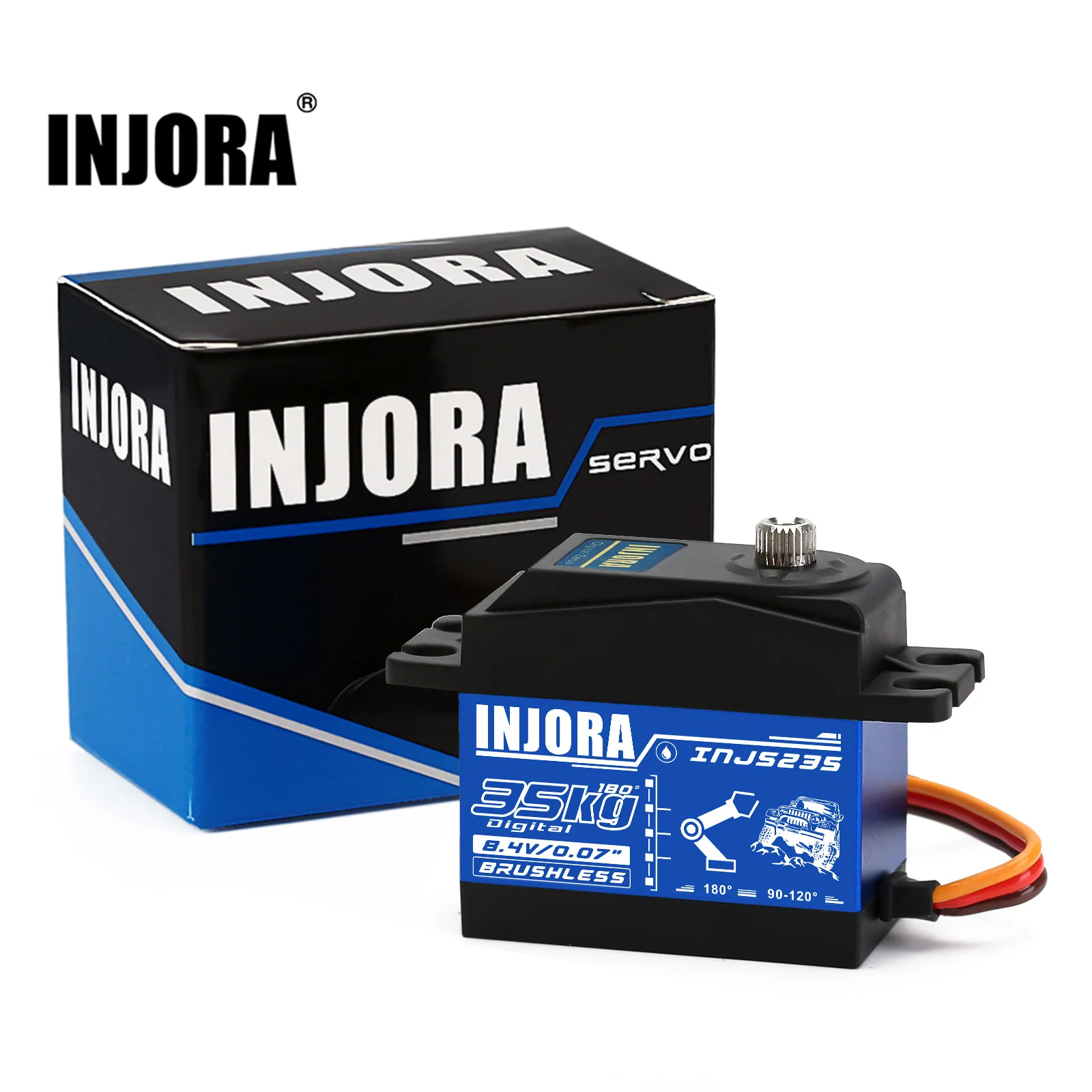 Injora injs235 35kg à prova dbrushágua sem escova servo de alta tensão metal engrenagem grande torque digital servo para 1:10 1:8 rc modelo de carro