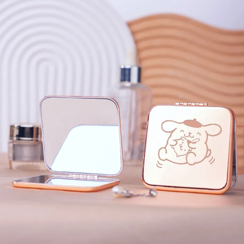 

PomPomPurin Anime Kawaii Sanrio Ins Fashion Stainless Steel Small Mirror Cute Girls Portable Foldable Handheld Shoes Gifts Toys