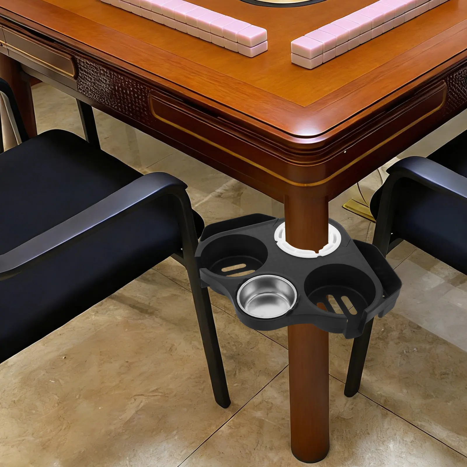 2 Pack Chess and Card Table Tea Rack Cup Holder Ashtray Organizer Black Bracket