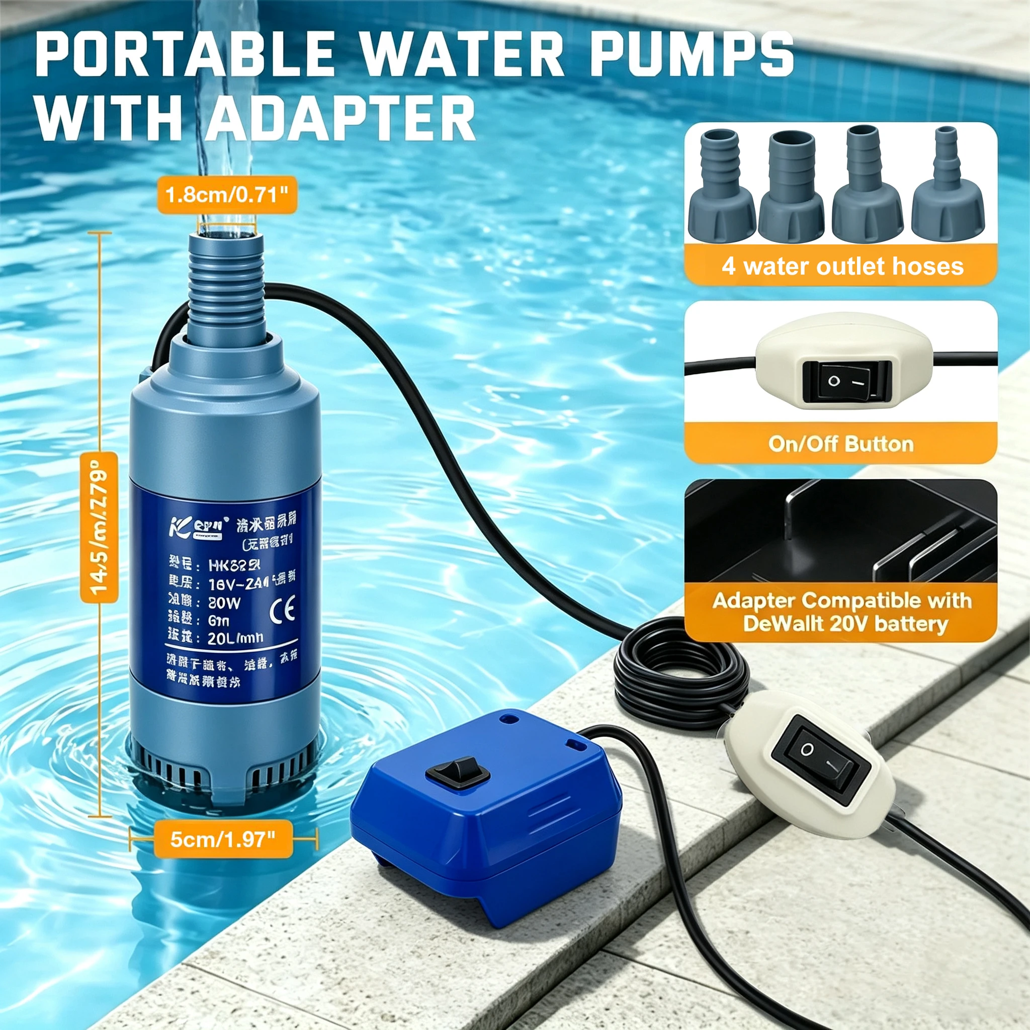 Transfer Water Pump for Makita 21V MAX Battery, 30W High Flow Brushless Pump , for Garden, Pool, Irrigation(No Battery)