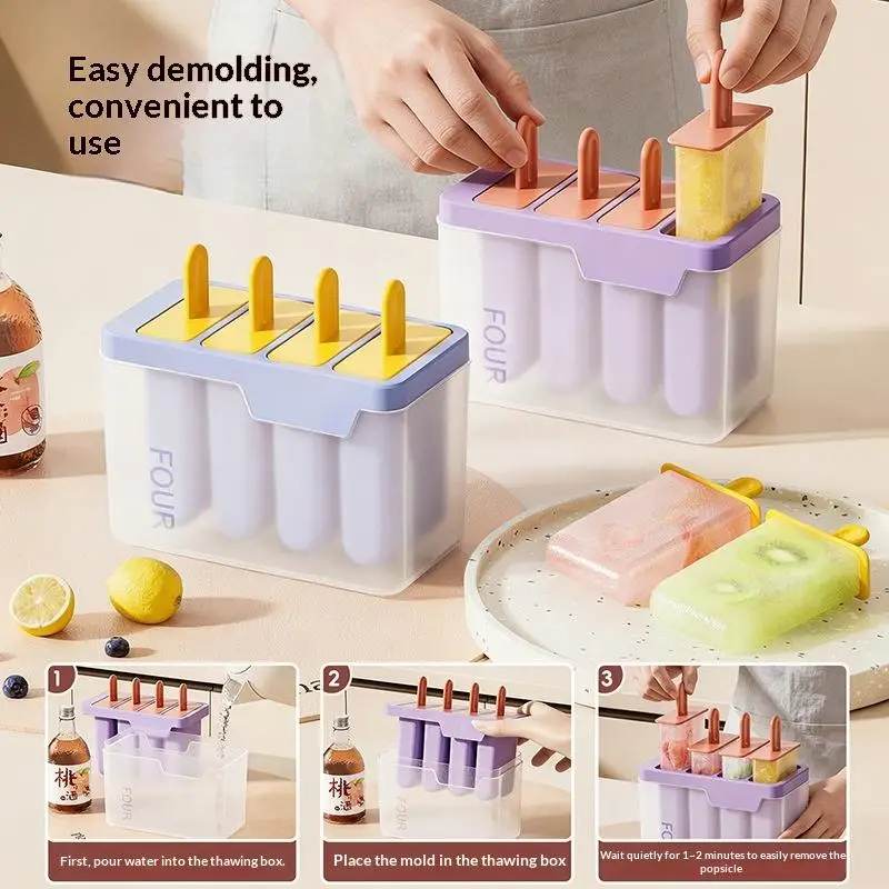 Popsicle/Sorbet Mold Food Grade Household Popsicle Making  Abrasive Tools With Lid Homemade Ice Cream Artifact