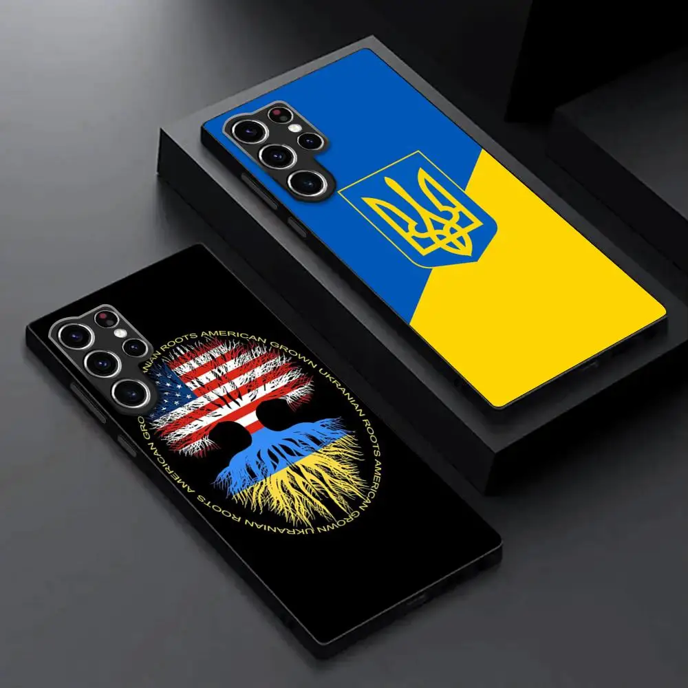 Justice U-kraines-Flag Phone Case For Samsung Galaxy S24 S23 S22 S21 S20 Plus Ultra Note20 Soft Black Phone Cover