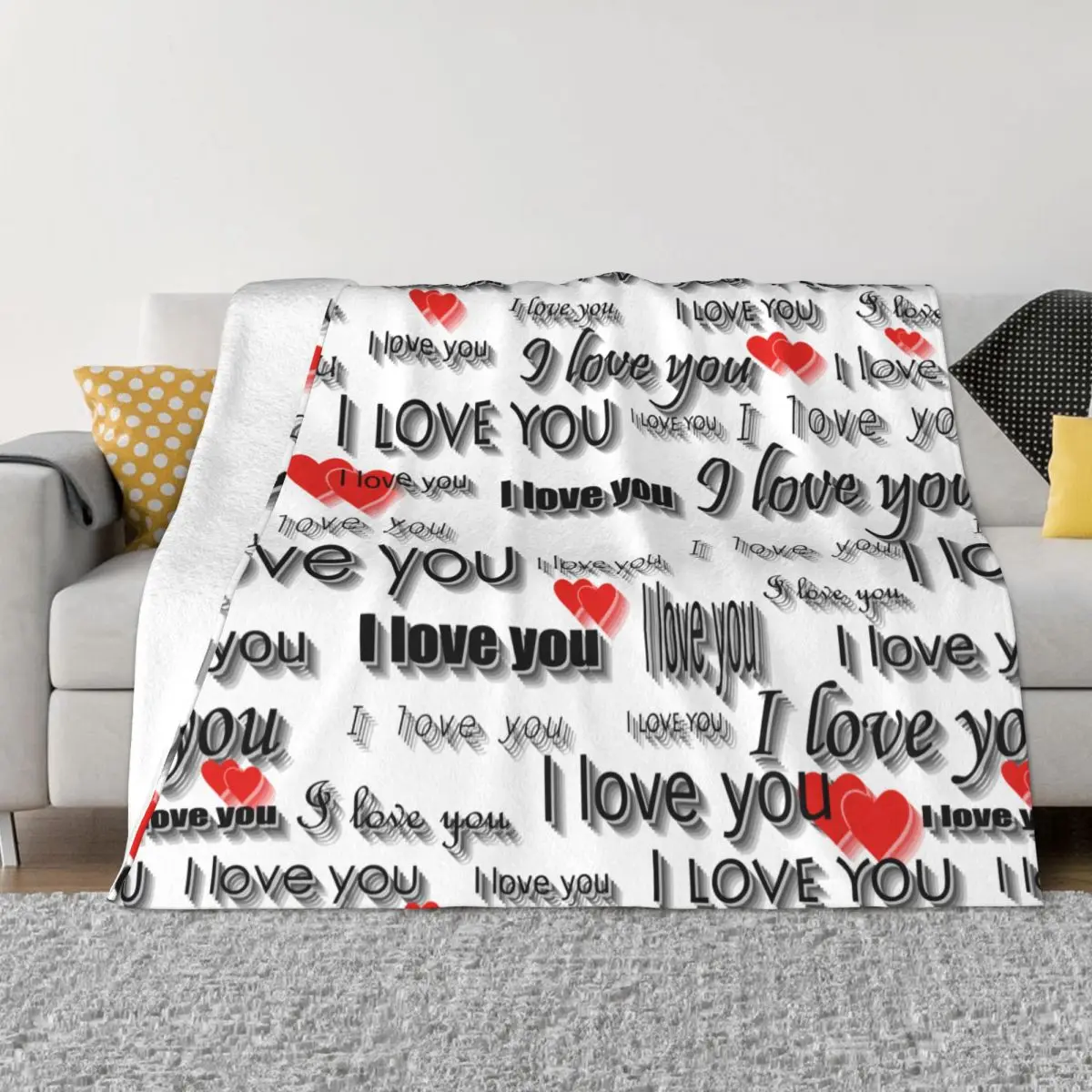 

I Love You Blankets Coral Fleece Plush Decoration Bedroom Bedding Couch Bedspread