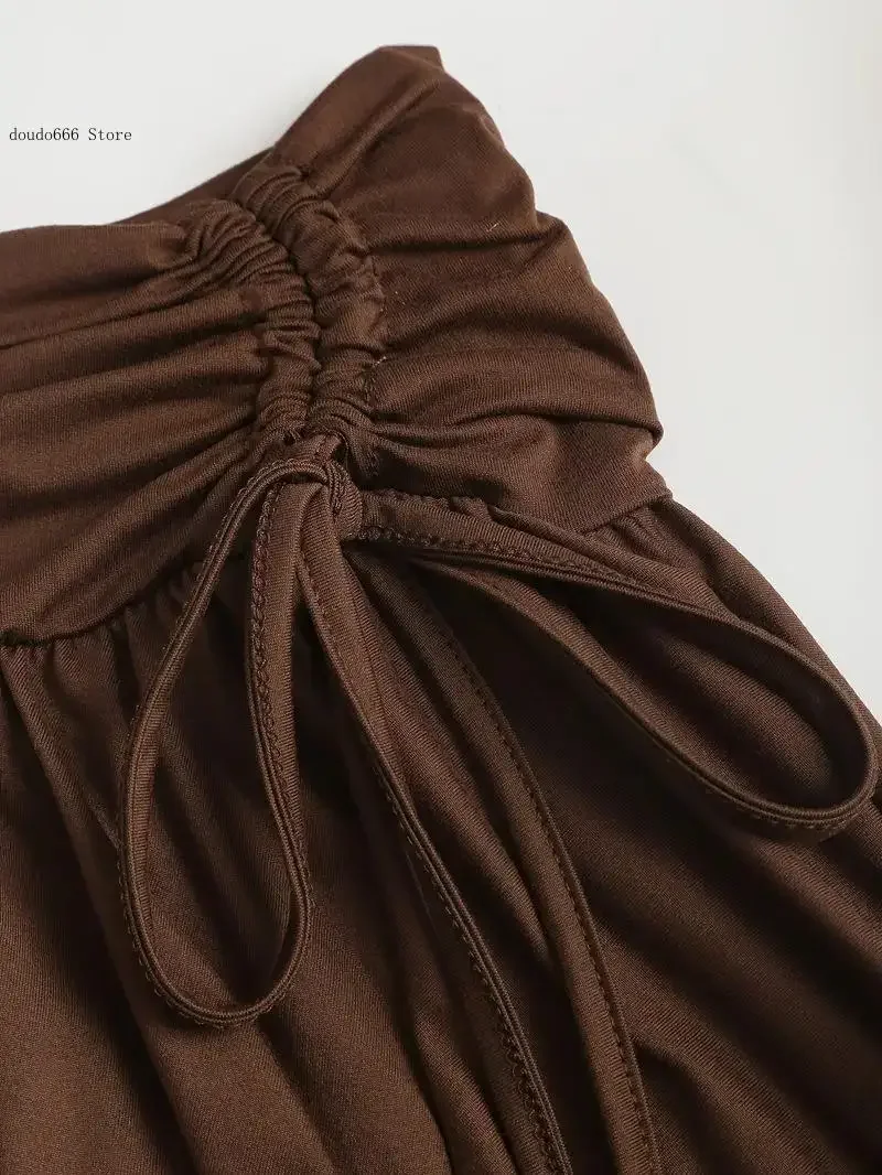 European Style Women's Summer A-Line Mini Skirt High Waist Asymmetrical Flounce Design Comfortable Casual Plain Skirt