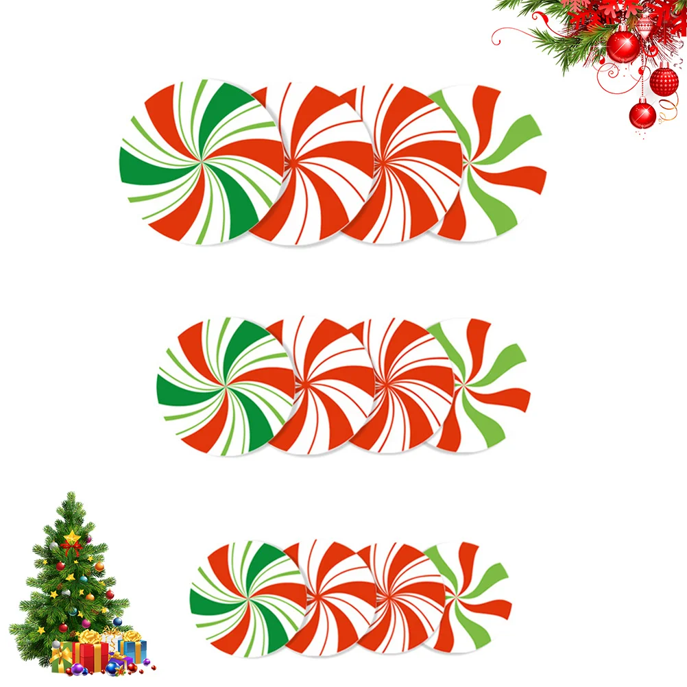 12 قطعة من ملصقات الحلوى على شكل دائري ذاتية اللصق على الأرض شارات جدارية لديكور عيد الميلاد وحفلات المنزل ومهرجان الفصول الدراسية