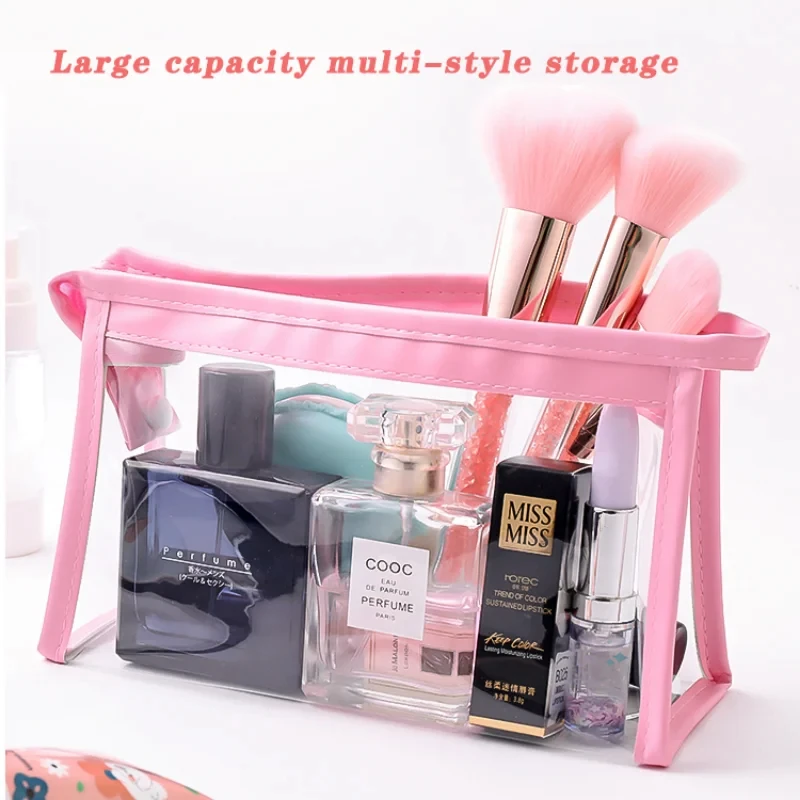 Borsa per cosmetici impermeabile di grande capacità Trasparente per riporre l\'estate Borse per organizer per trucco Forniture Astuccio trasparente