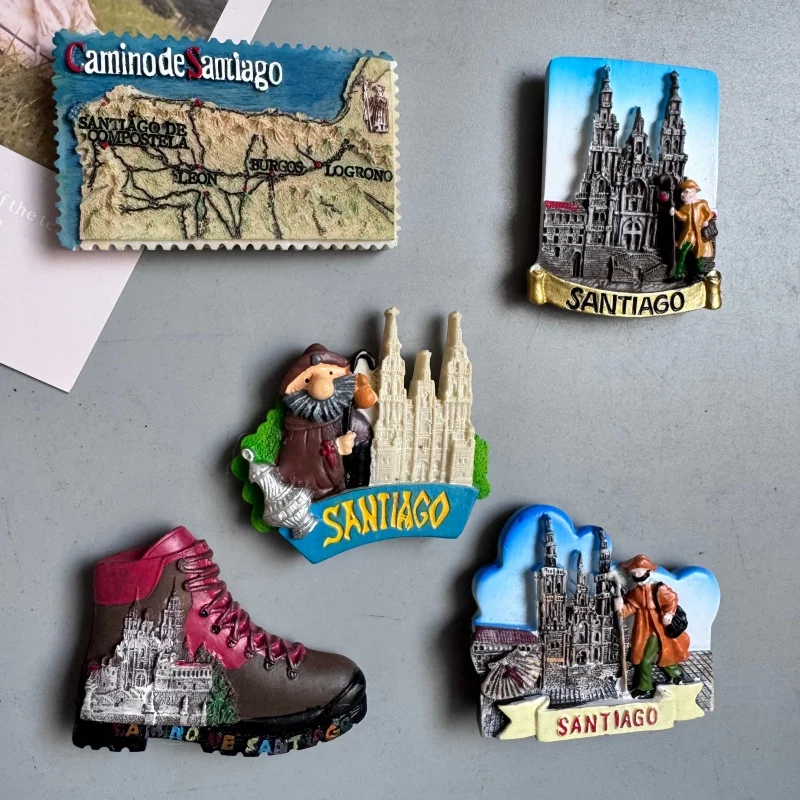 Santiago DE Compostela Fridge Magnets Travel Tourist Souvenirs The Spanish Pilgrimage Route Magnetic Stickers Refrigerator Gift