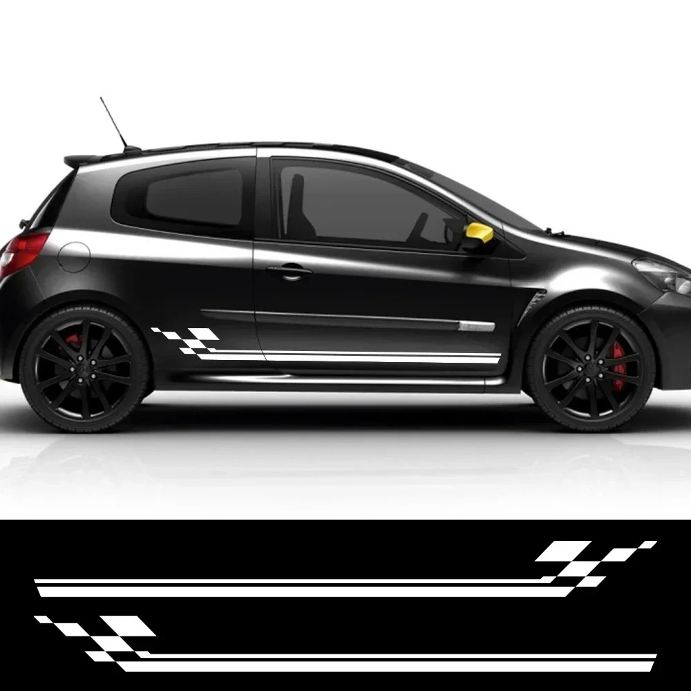 2 pegatinas estilo carreras para faldones laterales de coche Renault Clio RS R.S. 18 4 5 2012-2024 Accesorios de Vinilo para Tuning de Automóviles