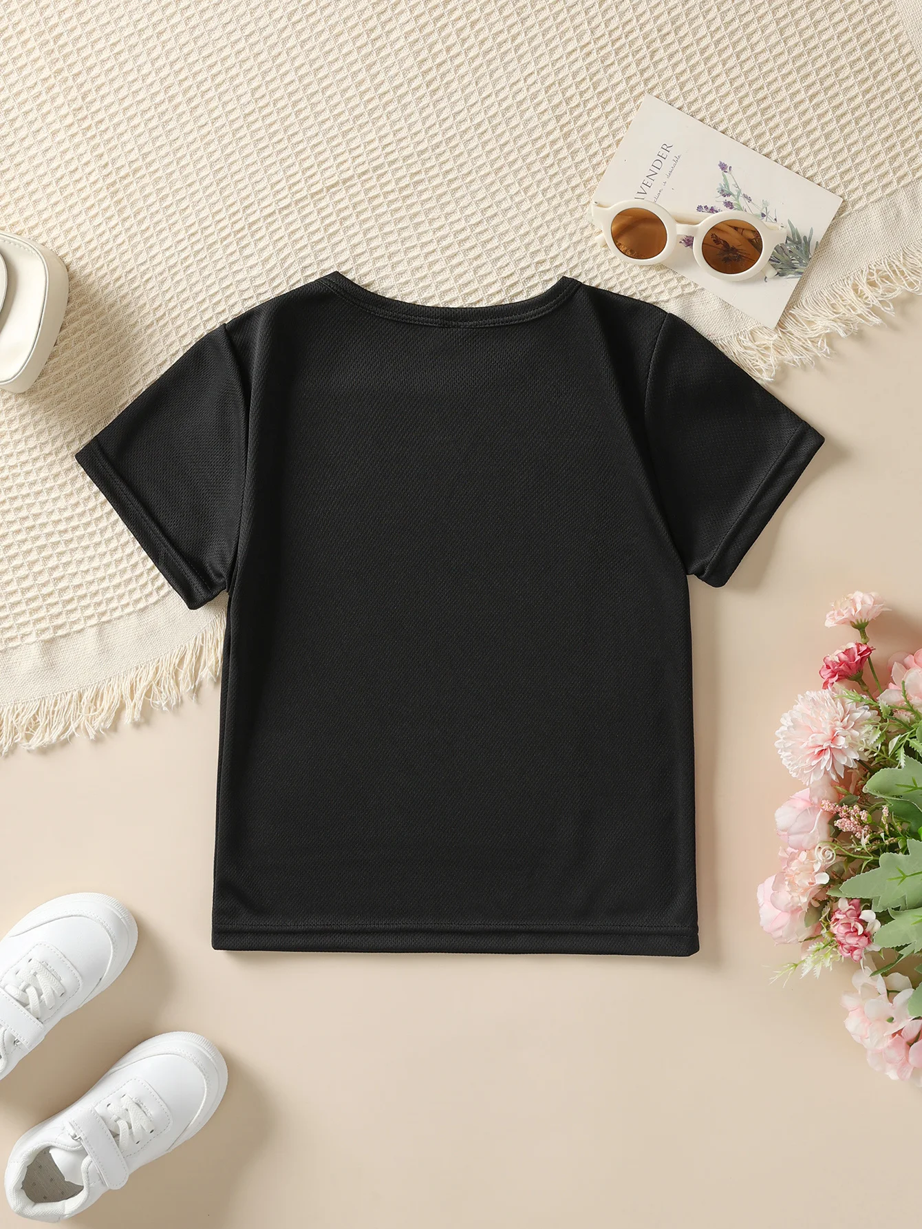 Summer Fashion Girls Short Sleeve T-Shirt Kitten Element Printed Casual Versatile Top NY-DX5556