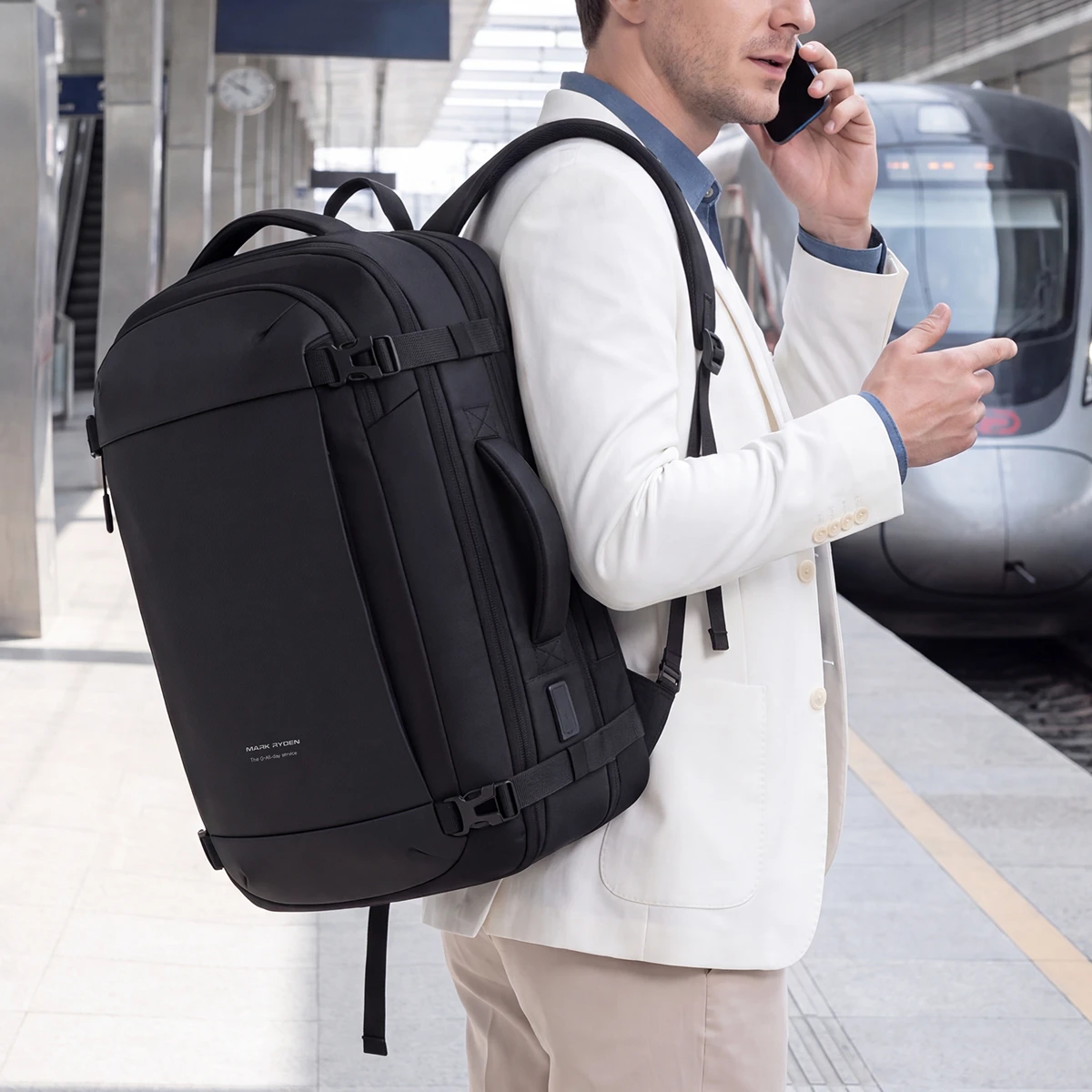 MARK RYDEN Expandable Laptop Backpack 17.3 Inch Detachable Mini Pouch USB RFID Slot Men Travel Bag