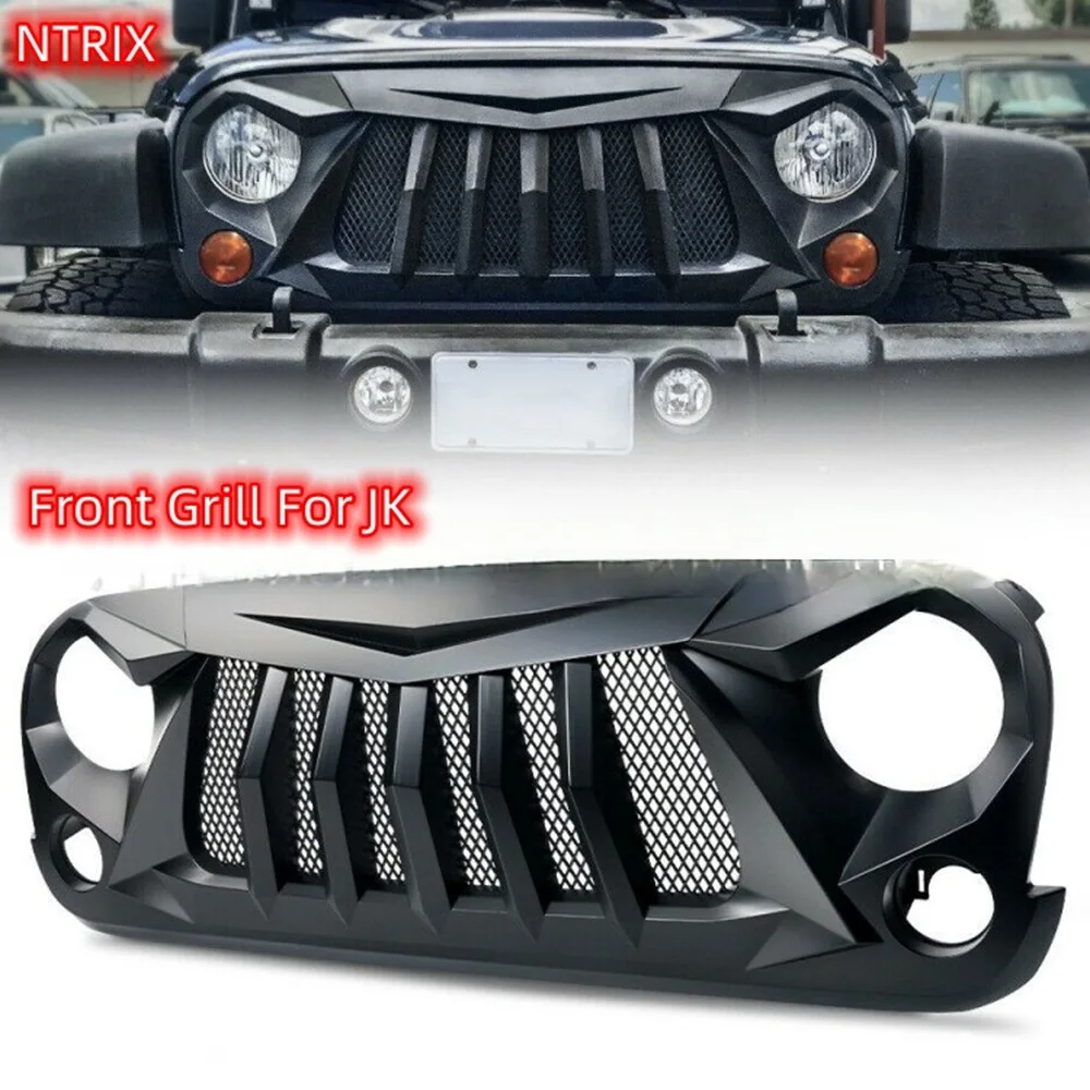 1 Set Front Grill Replacement Grille Black ABS for Jeep Wrangler JK 2007-2017