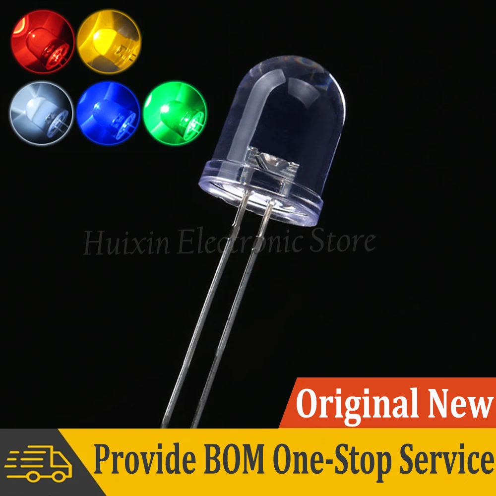 10mm LED Red Blue Yellow Green White Transparent 20mA Ultra Bright Round LED Light Emitting Diode Lamp