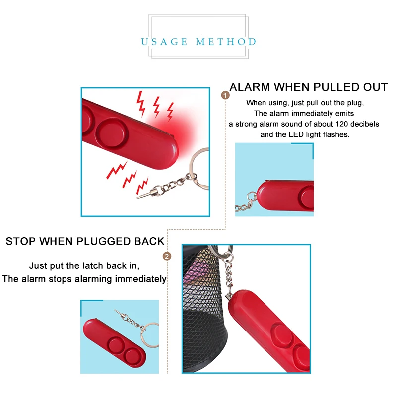 Portable Self-Defense Alarm 130dB Safety Sound Anti-Wolf Device Children And Women Outdoor Distress Protection Alarm Keychain
