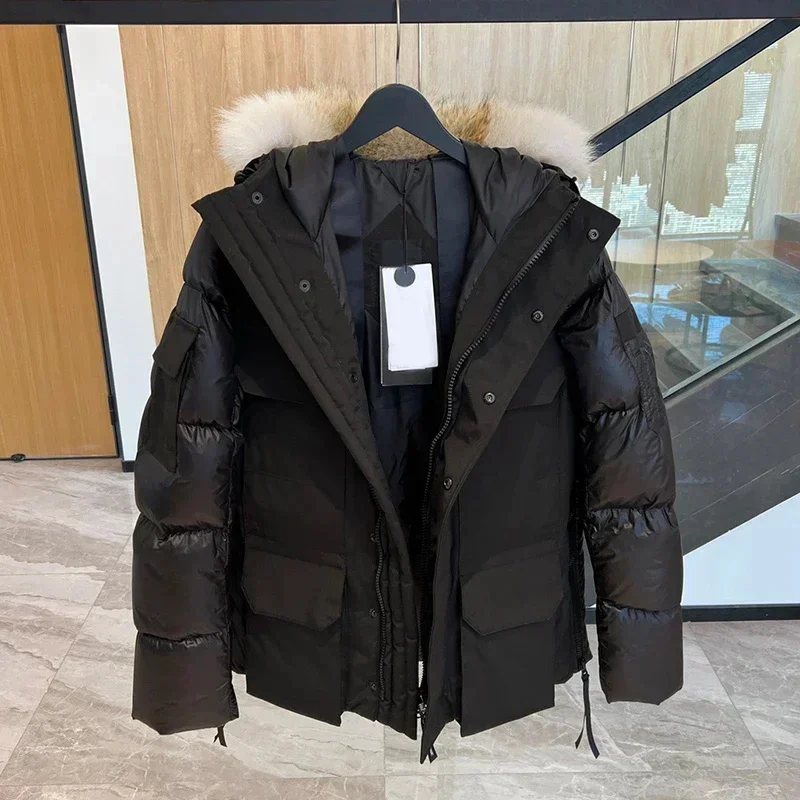 New 2024 Safari Style Men's Jacket Winter Outdoor Sports Hooded Down Top-Grade Goose Thickened Men Coats