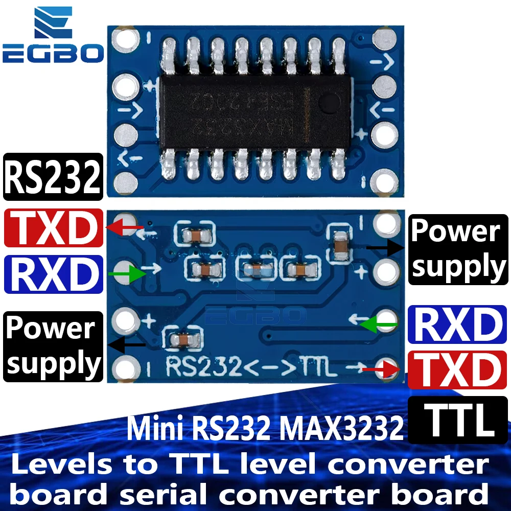 1 قطعة ~ 10 قطعة صغيرة RS232 MAX3232 المستويات إلى TTL مستوى محول مجلس لوحة تحويل مسلسل دروبشيبينغ EGBO