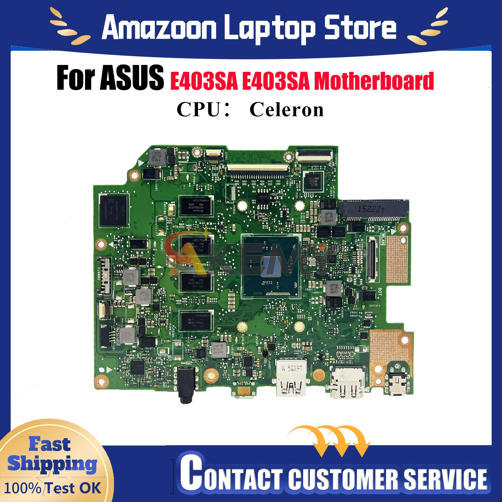 

E403SA Laptop Motherboard For ASUS EeeBook E403S E403SA Notebook Mainboard With Celeron CPU 100% tests OK fast shipping stk