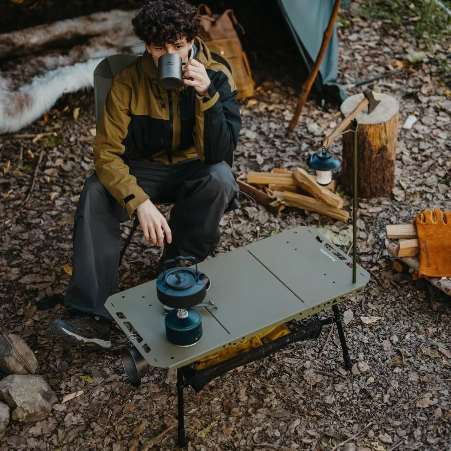 Tactical Camping Table with Adjustable Height Collapsible Table Lightweight with Carry Bag for Camping Travel Expeditions Hikin