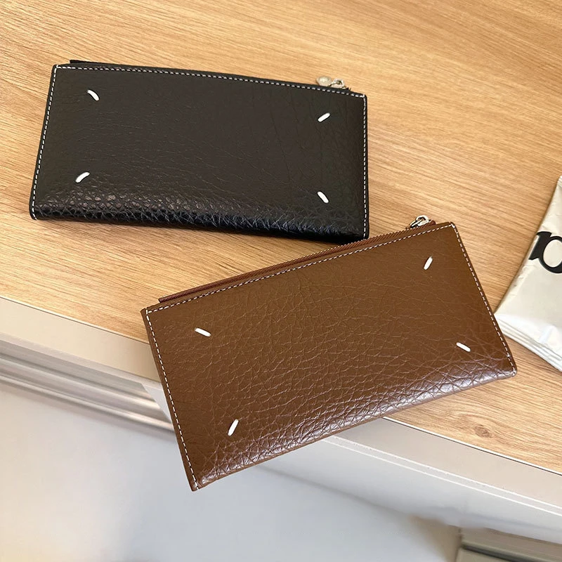 Fashion Long Wallets For Unisex Man Women Leather Texture Splicing Coin Purse Zipper Storage Card Holder Colors Brand Handbag