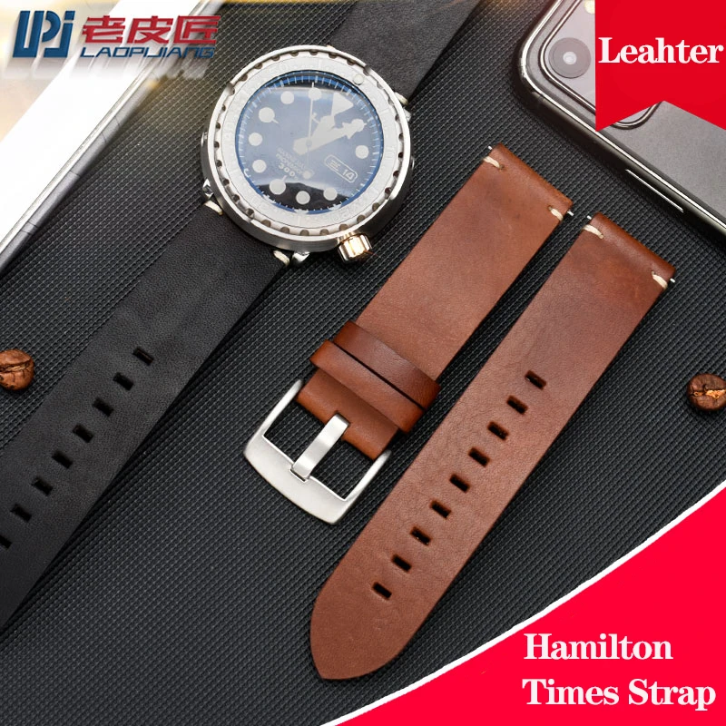 العالمي حزام جلد طبيعي (Watch) ساعة ، الرجال جلد البقر الإفراج السريع حزام ، أسود ، براون ، هاميلتون ، تيميكس ، سايكو ، 20 مللي متر ، 22 مللي متر