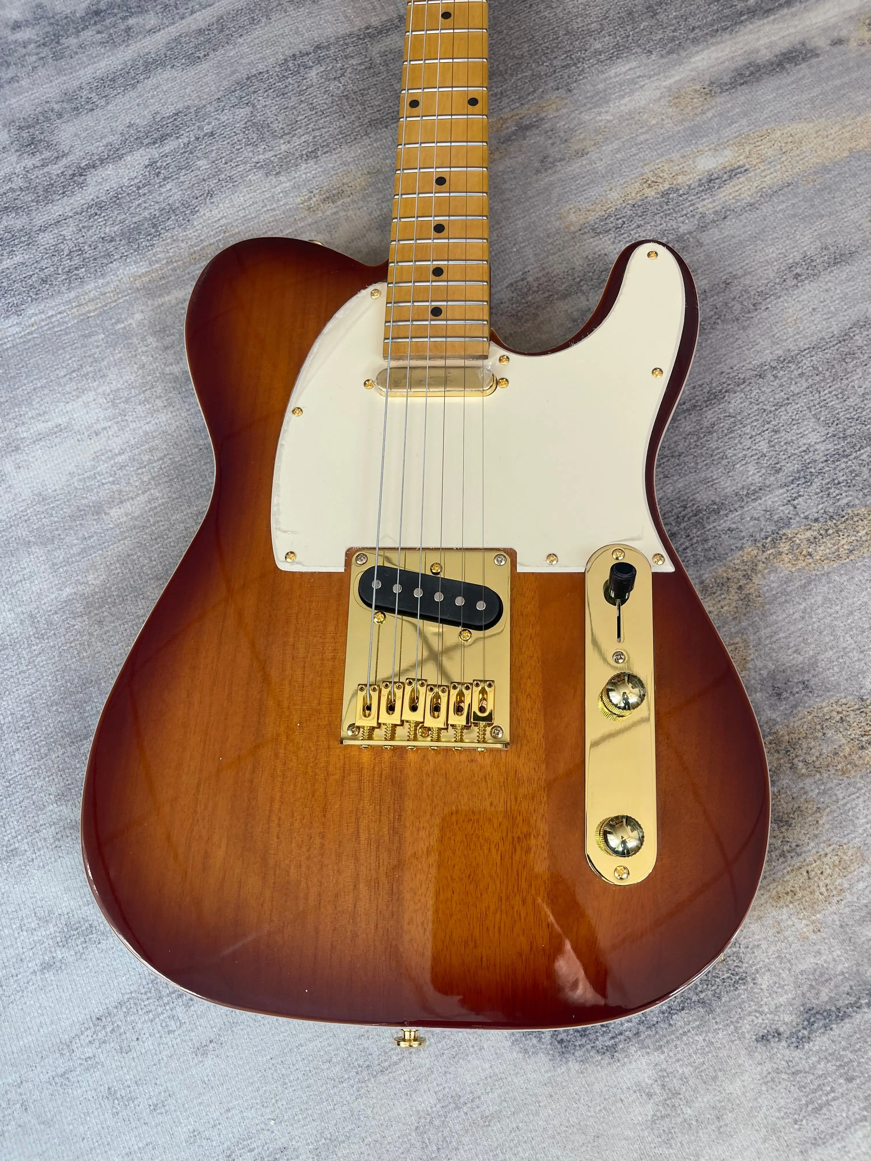 Sunburst Gradient Electric Guitar Gold Hardware Dual Pickups White Pickguard Maple Neck Vintage Country TL Free Delivery