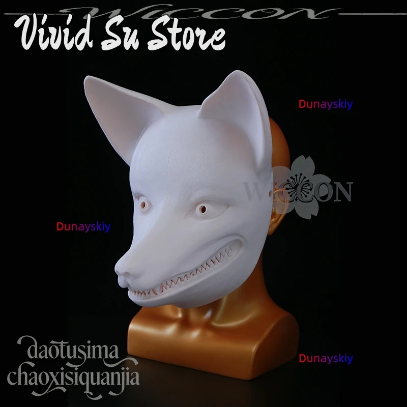 Kotoyuki الثعلب الأسرة اليابانية الساحرة مخيف سبليت الفم الثعلب ثلاثية الأبعاد حمض البوليلاكتيك قناع الدعائم هالوين كوس أنيمي لعبة الرعب F تأثيري