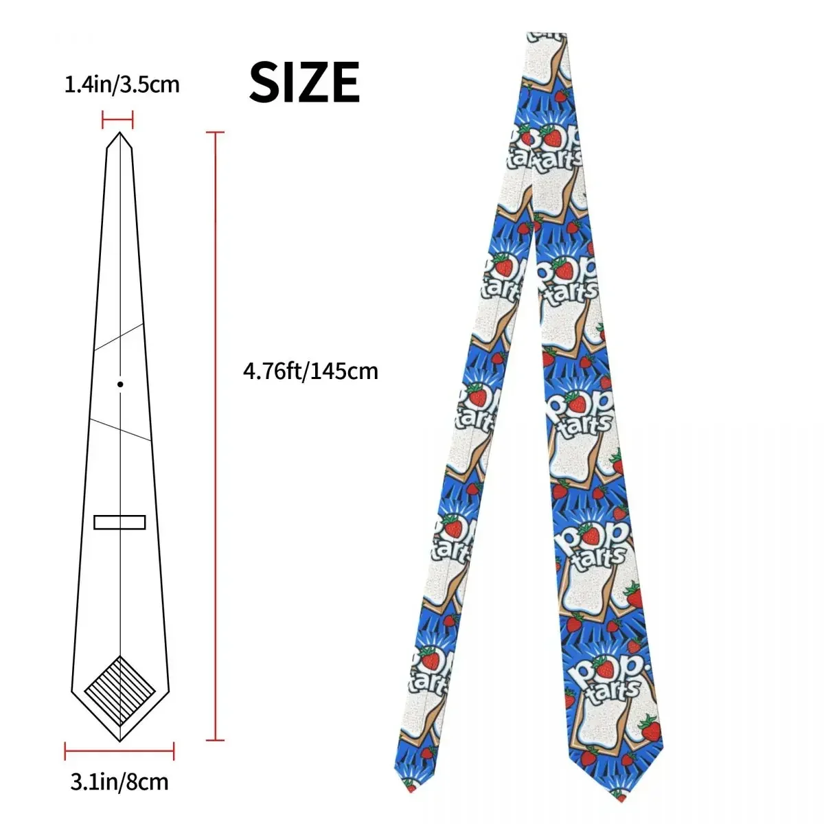 Pop Tarts Tie Hot Food Printed Design Neck Ties Retro Casual Collar Tie Adult Daily Wear Necktie Accessories