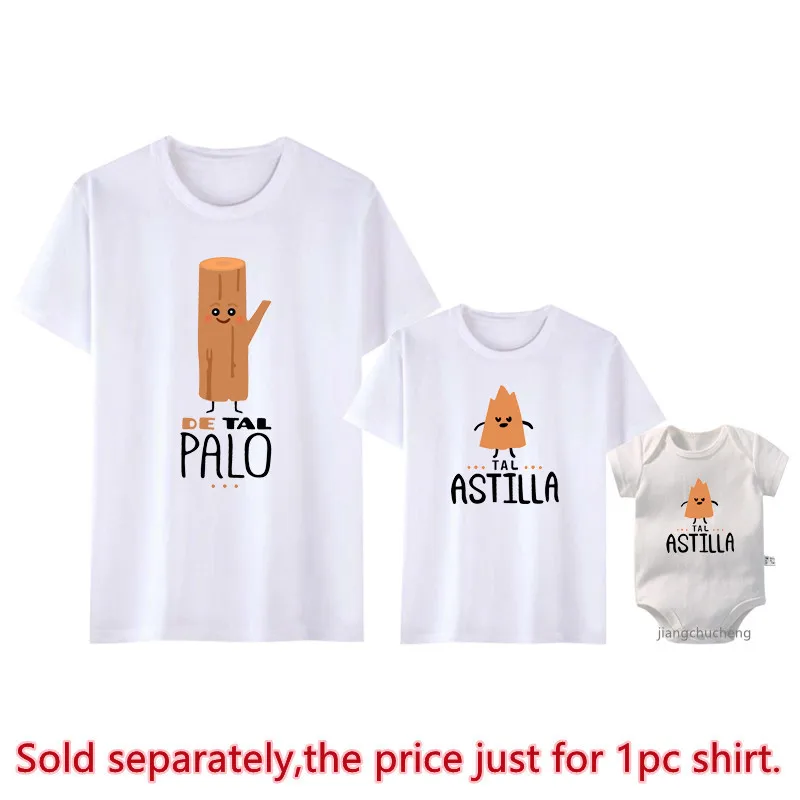 De Tal Palo Tal Astilla Print Funny Family Matching Shirts Cotton Daddy and Me Kids Outfits Baby Rompers Look Father\'s Day Gifts