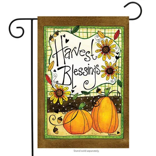 BRIARWOOD LANE Sleeved Garden Flag 12.5x18 HARVEST BLESSINGS Pumpkins Acorns NEW 814212023616