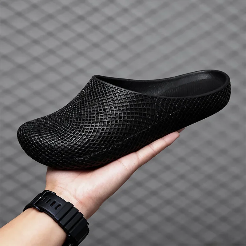 Sommerliche, atmungsaktive, leichte Herren-Clogs mit Belüftungslöchern, rutschfeste Outdoor-Slip-On-Sandalen, halb geschlossene Freizeitschuhe für die Arbeit. – Detail 18
