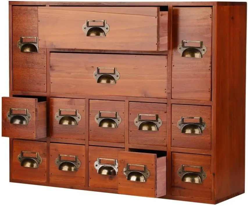 

Настольный органайзер-каталогер с 14 деревянными ящиками для карточек и документов (модель Apothecary Drawers)